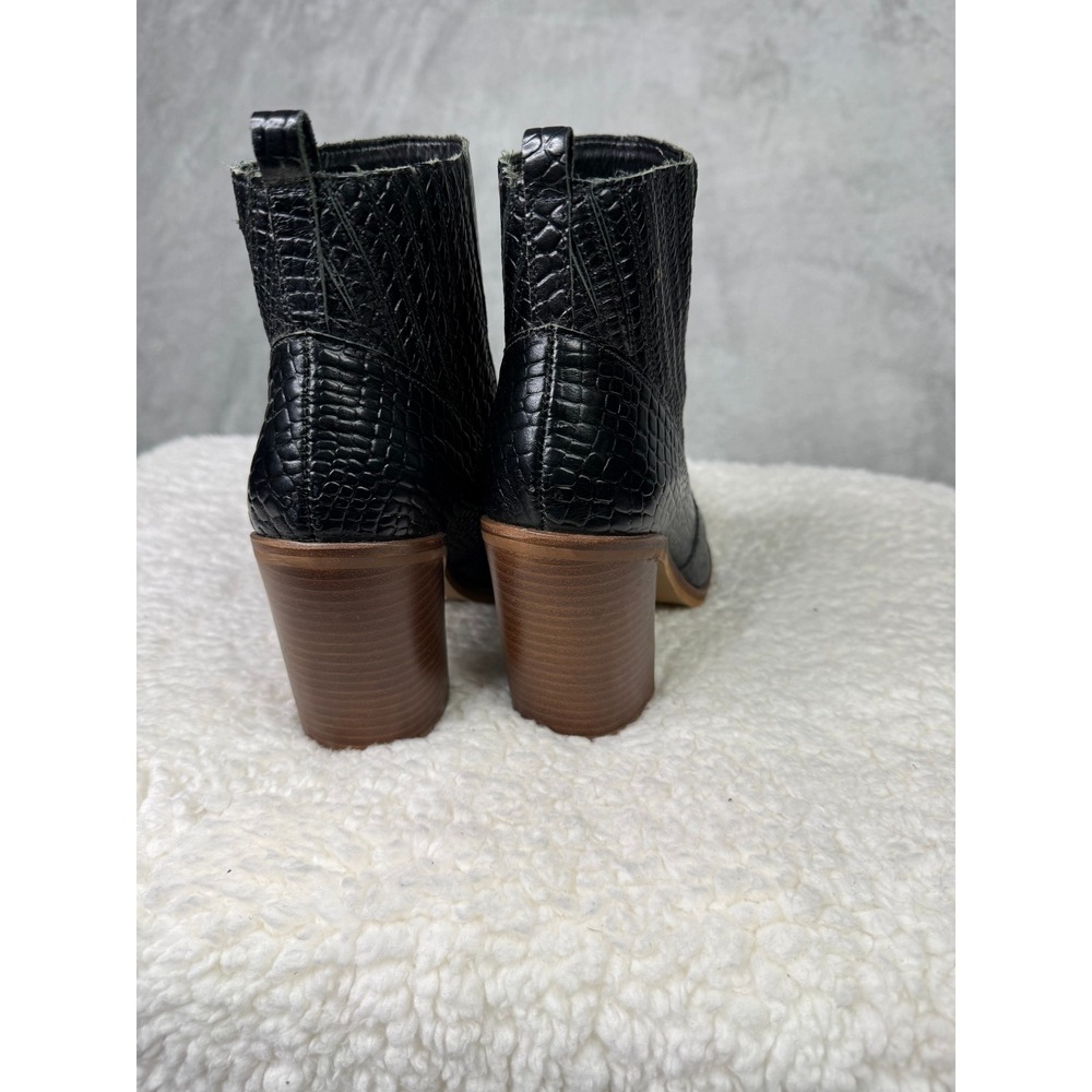 Vince Camuto Black Croc-Embossed Heeled Boots - Picture 8 of 8
